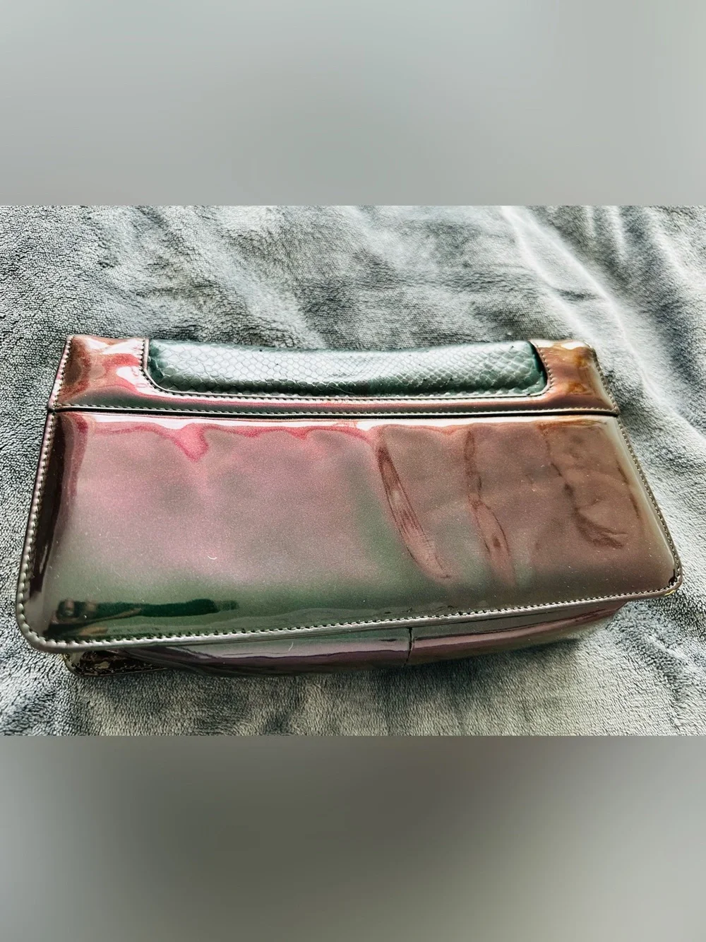 Pauric Sweeney Genuine Python Patent Leather Envelope Clutch Made in Italy